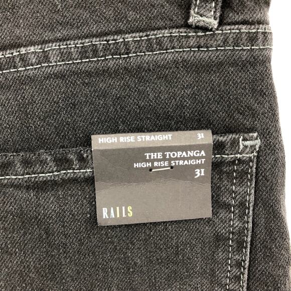 RAILS Womens The Topanga Straight Leg Jeans 31 US 12 Black Stretch High Rise NWT - Picture 8 of 10